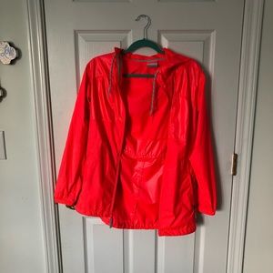 Neon pink Columbia rain jacket